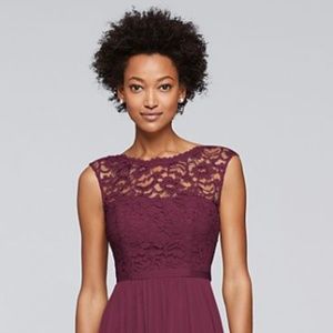 Long Bridesmaid Dress with Lace Bodice